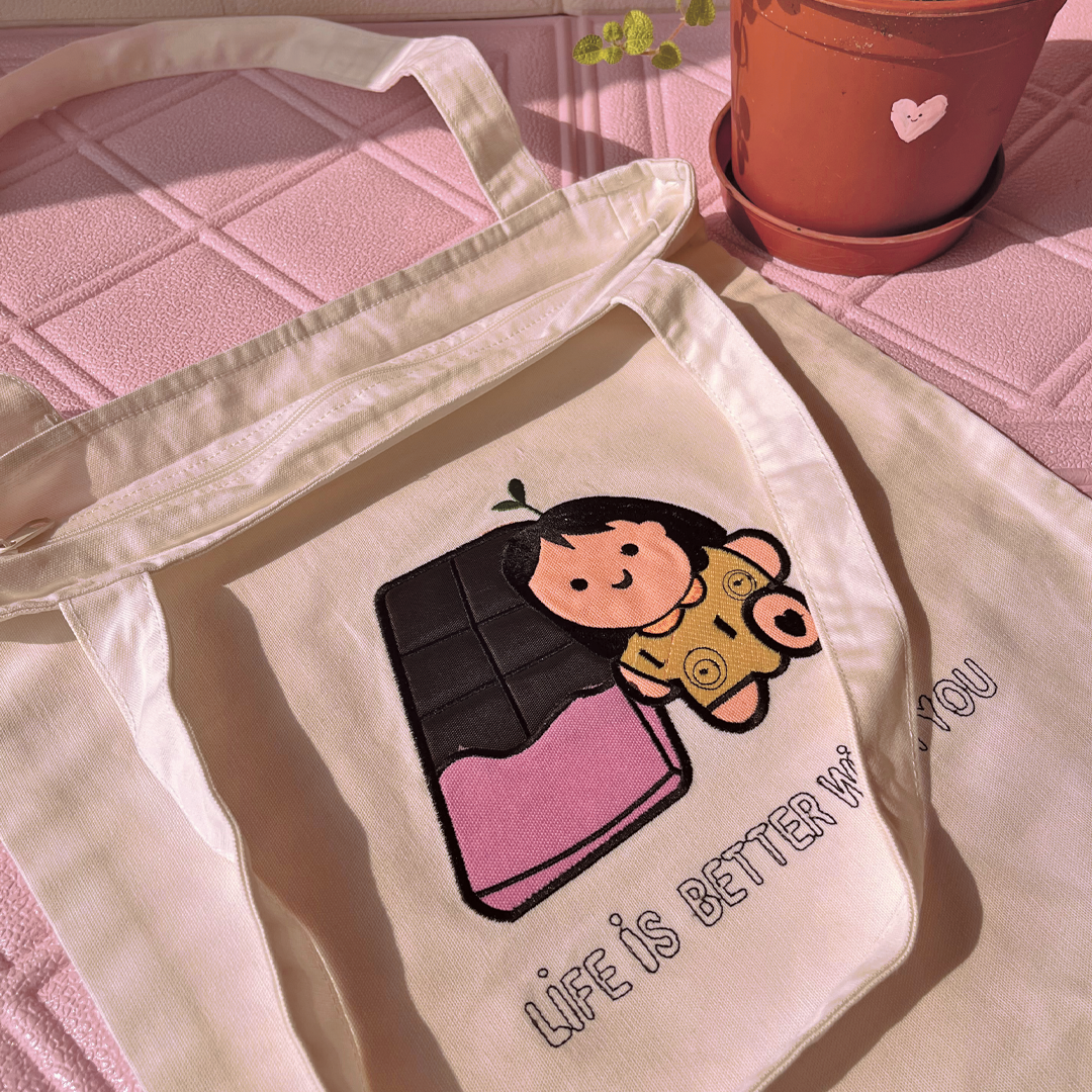 Totebag Canva "Life is better with you"