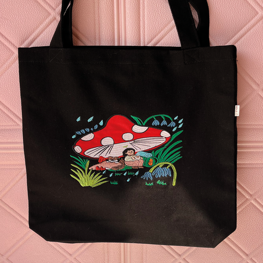 Zipper totebag "Magic mushroom"